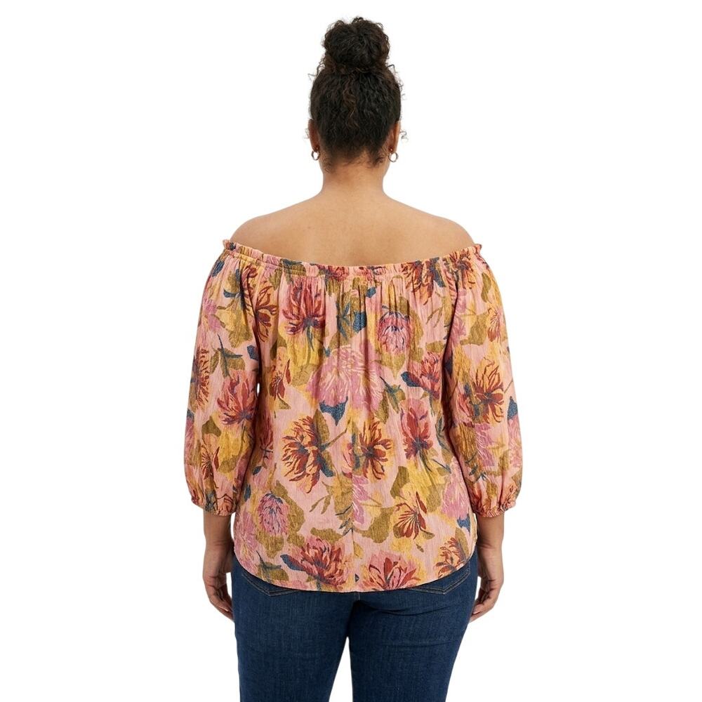 Terra And Sky Plus Size Floral Blouse Top Cottagecore Summer Vacation 3X - Picture 2 of 4